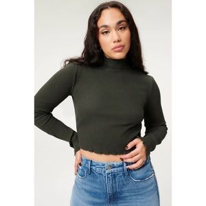 Green Good American mock neck crop shirt
